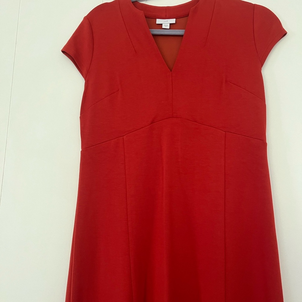 J. Jill Monterey Knit Midi Dress Orange Red Rust Fall Size XS - Picture 6 of 16